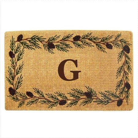 NEDIA HOME Nedia Home 02011G Heavy Duty Coco Mat 22 x 36 In. Evergreen Border Monogrammed G O2011G